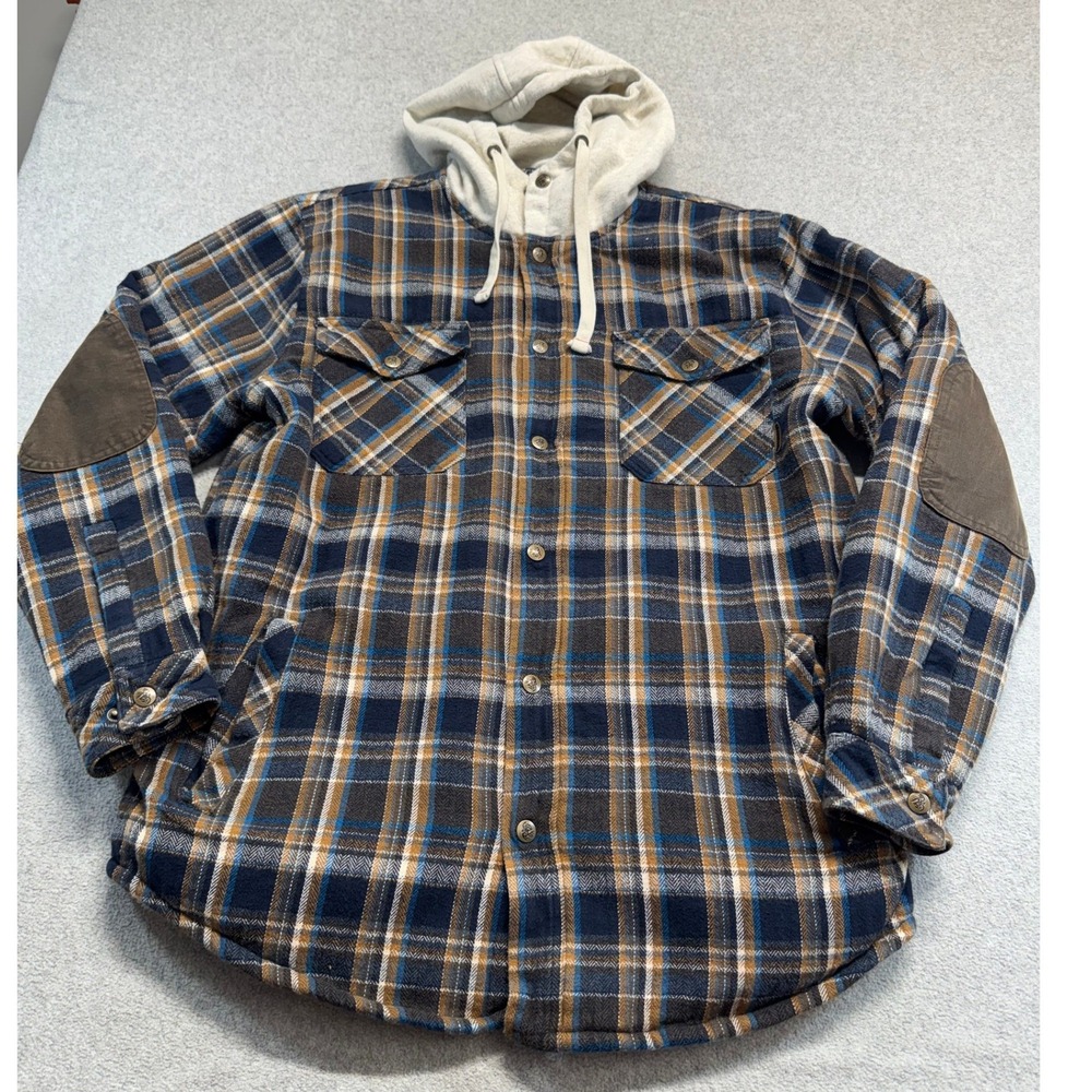 Legendary Whitetails Mens L Camp Night Sherpa Lined Hooded Flannel Jacket Plaid